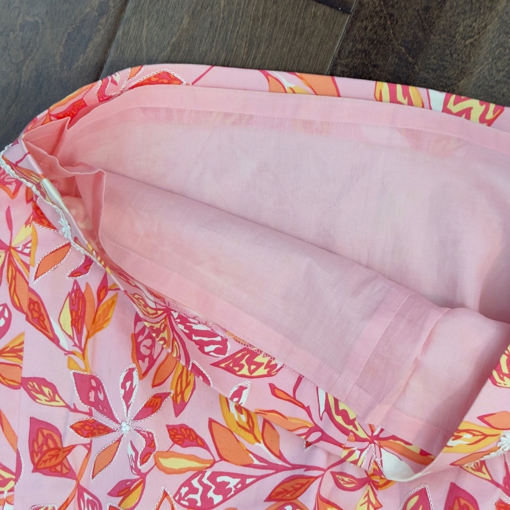 Jade Melody Tam Pink Floral Cotton Stretch Pencil Skirt Lace Trim Size 4 Beaded‎ - Picture 8 of 8
